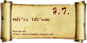 Hári Tünde névjegykártya