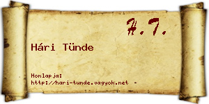 Hári Tünde névjegykártya